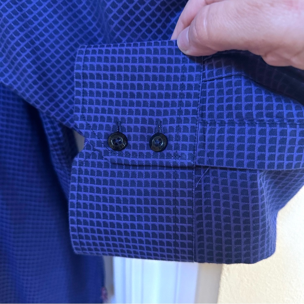 English Laundry Purple & Blue Checkered Cotton Long Sleeve Dress Shirt Sz 19 EUC - Picture 13 of 16